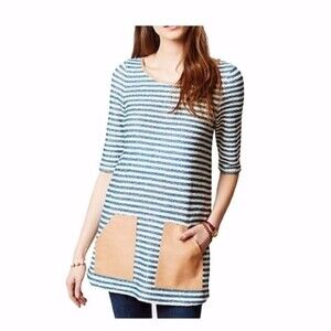 Anthropologie blouse womens POSTMARK striped pocket tunic size small